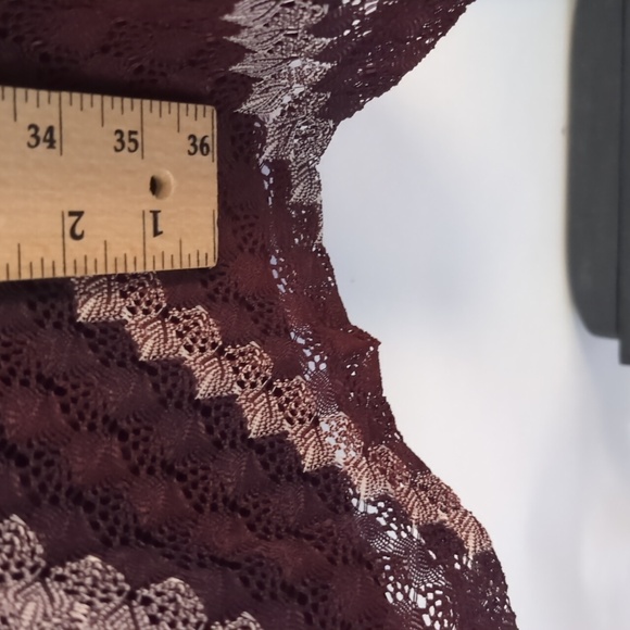 Studio One 14 Burgundy Crochet Dress 3/4 Sleeve Sheath - Picture 8 of 14